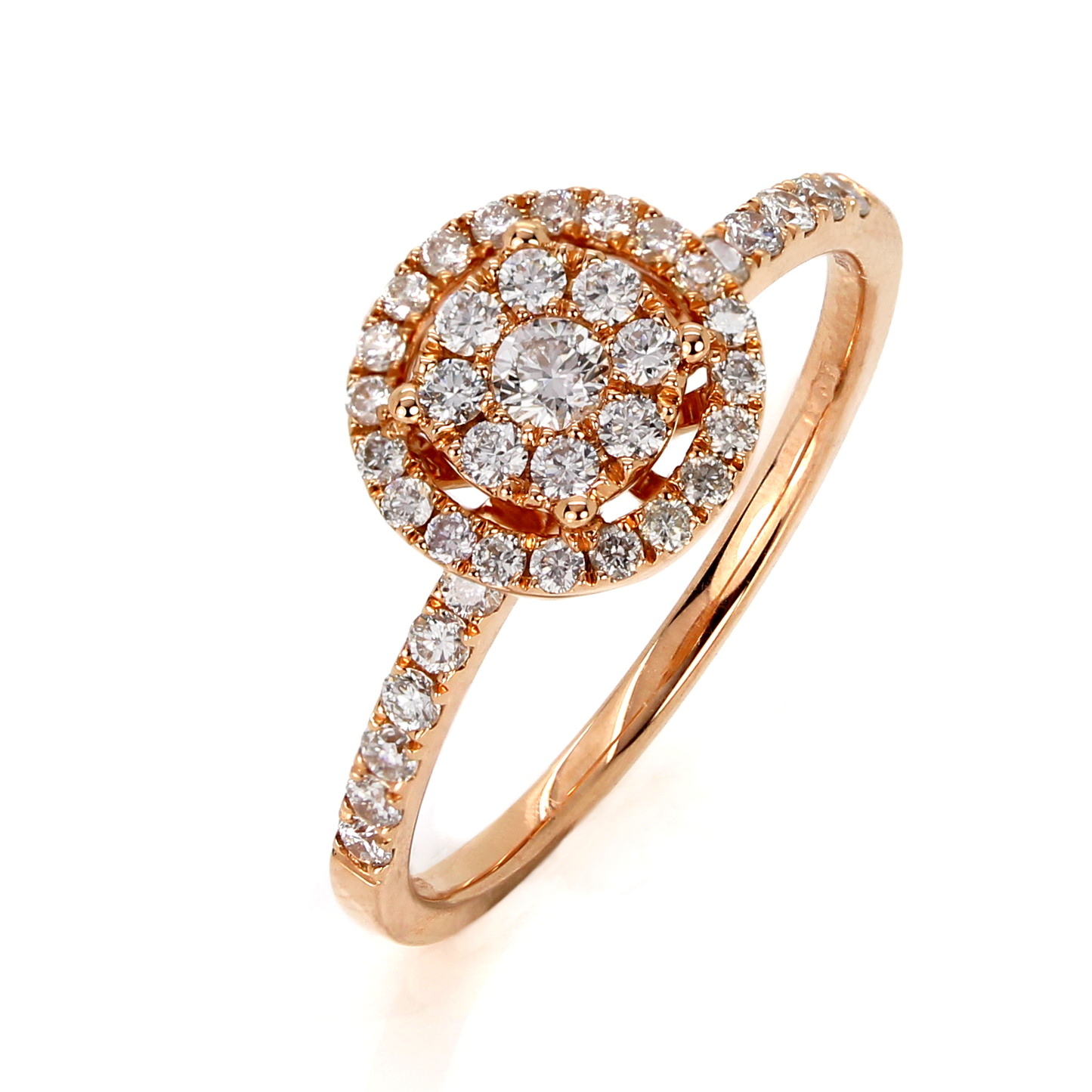18ct Rose Gold Halo Diamond Cluster Ring
