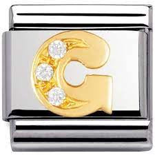 NOMINATION Gold CZ Letter G Charm 030301-07