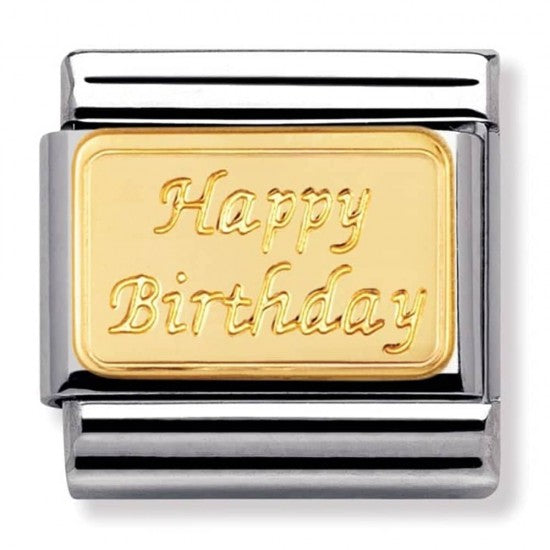 NOMINATION Charm ENGRAVED SIGNS 18k Gold CUSTOM Happy Birthday (engraved)