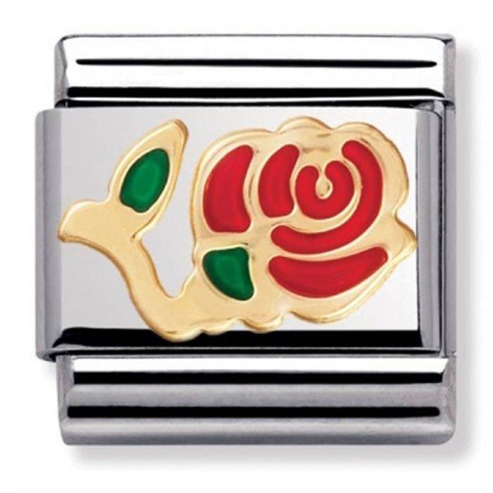 NOMINATION Charm NATURE Enamel 18k Gold RED Rose