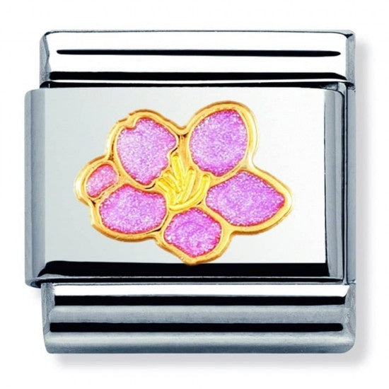 NOMINATION Charm NATURE Enamel 18k Gold Hibiscus Flower