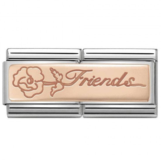 NOMINATION Charm DOUBLE ENGRAVED Gold CUSTOM Friends flower
