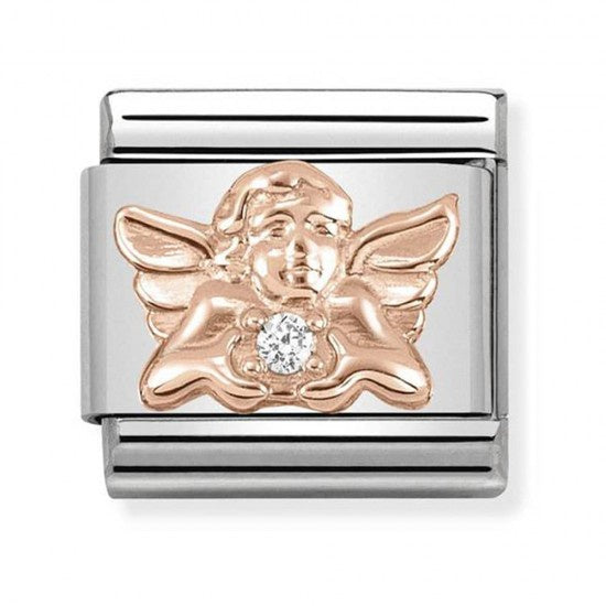 NOMINATION Charm Symbols 9K rose Gold CZ Angel of Family