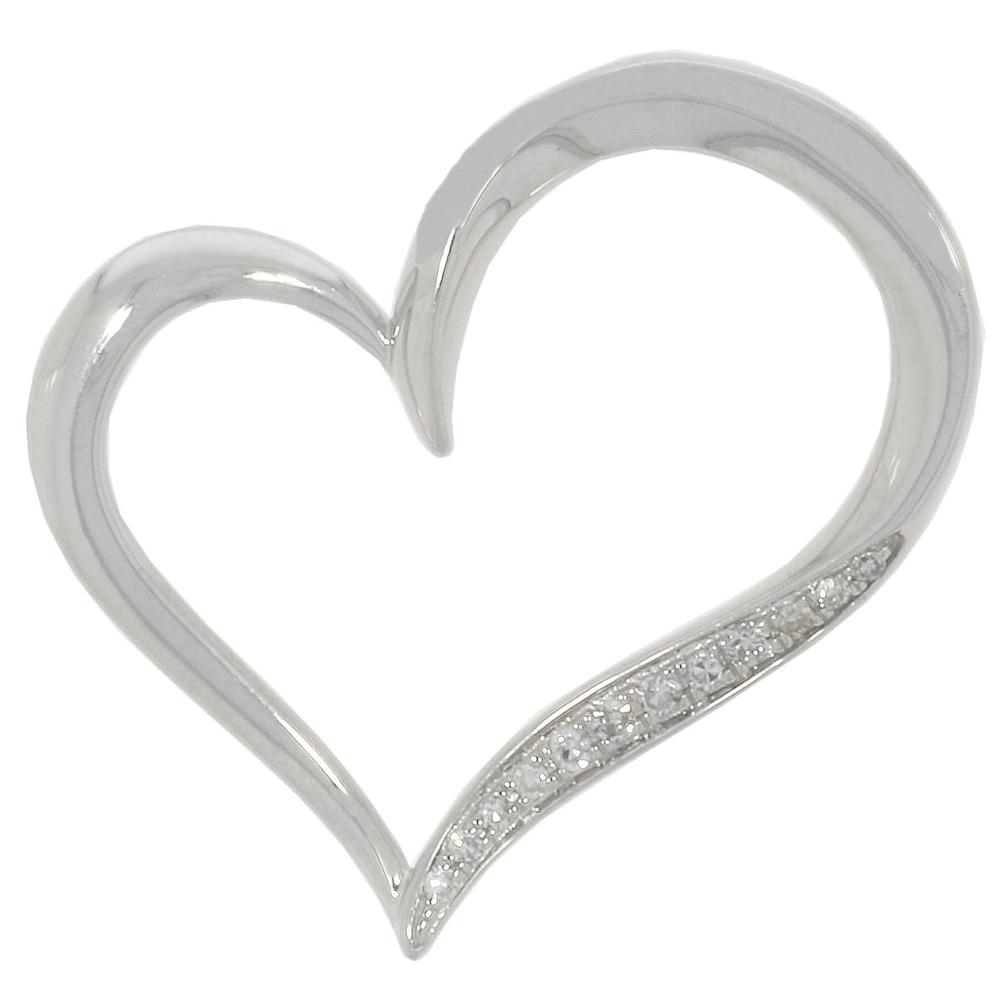 9ct White Gold Open Heart Necklace