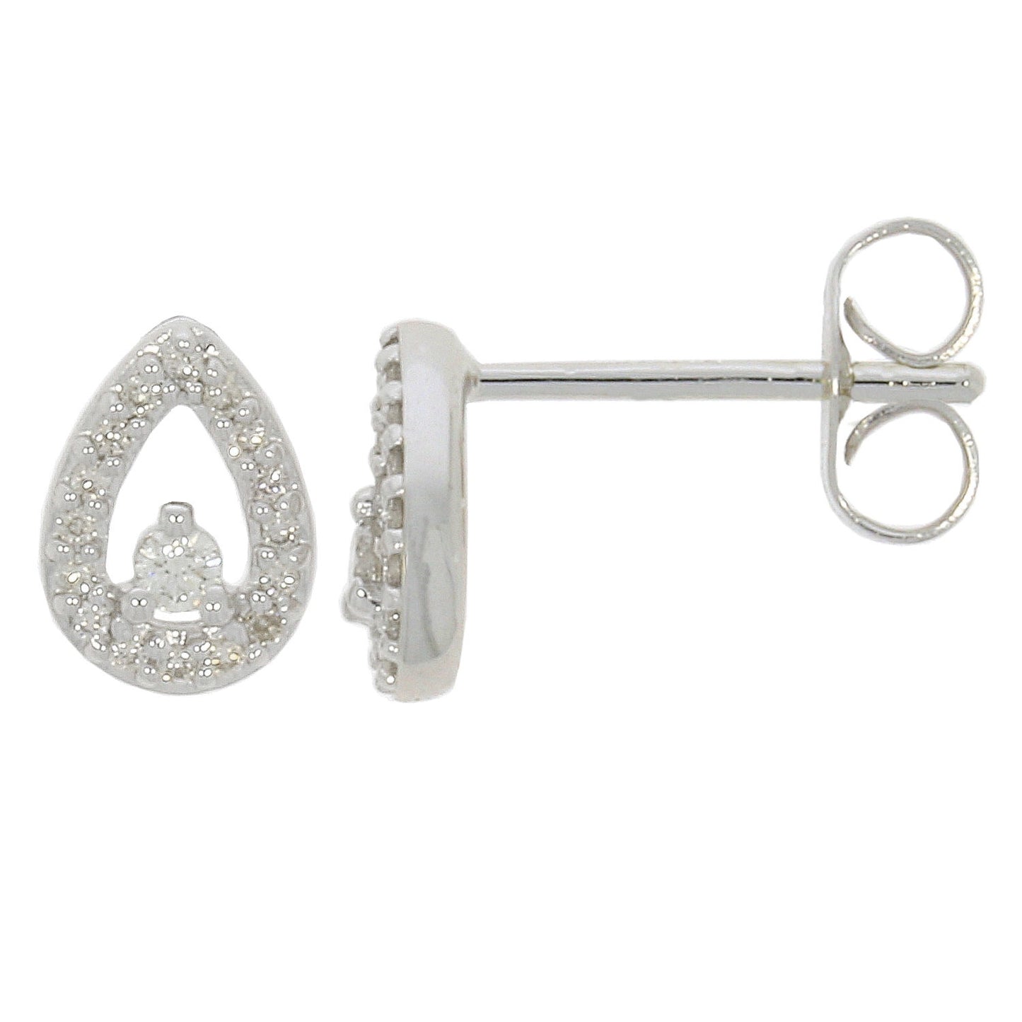 9ct White Gold Teardrop Earrings