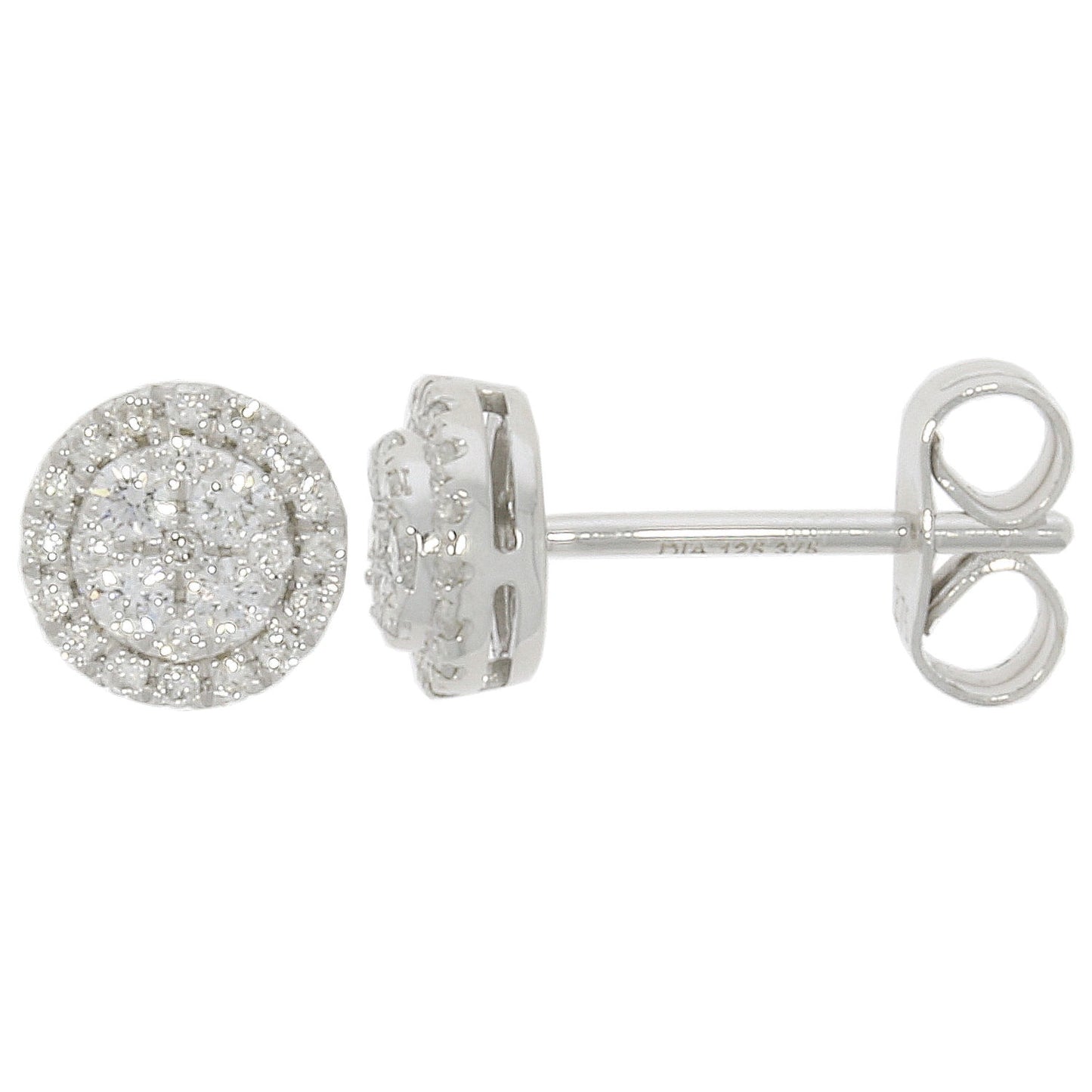 9ct Diamond Halo Cluster Round Stud Earrings 0.25ct