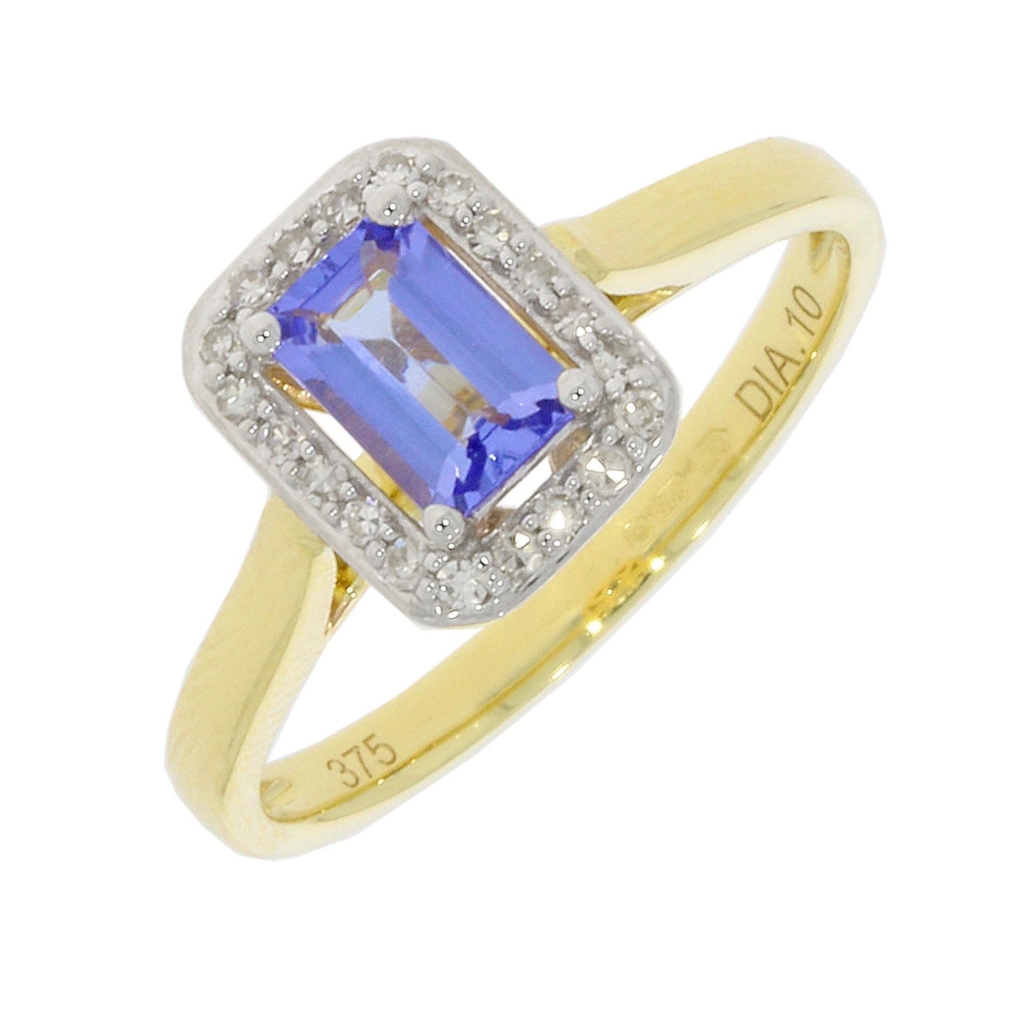 9ct Gold Tanzanite & Diamond Cluster Ring