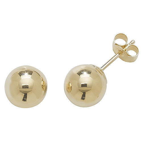 9ct Yellow Gold 7mm Ball Stud Earrings