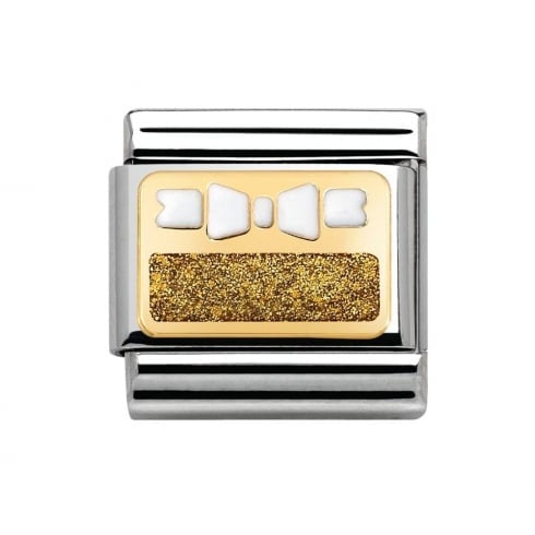 NOMINATION Classic Gold White Bow On Gold Plate Link 030280/45