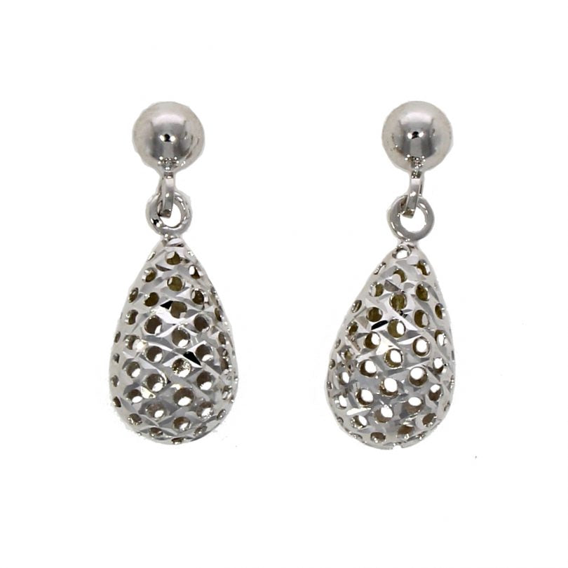 9ct White Gold Drop Earrings