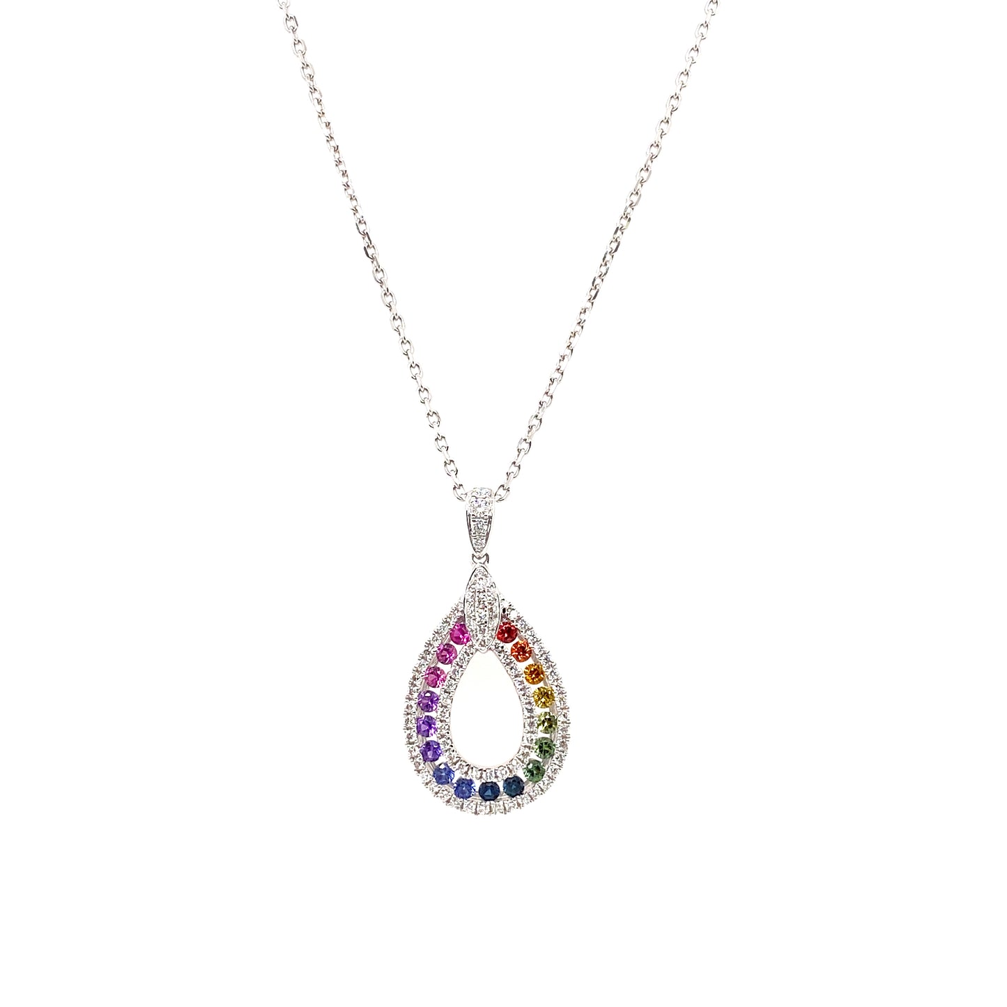 18ct Gold Multicoloured Sapphire Pendant