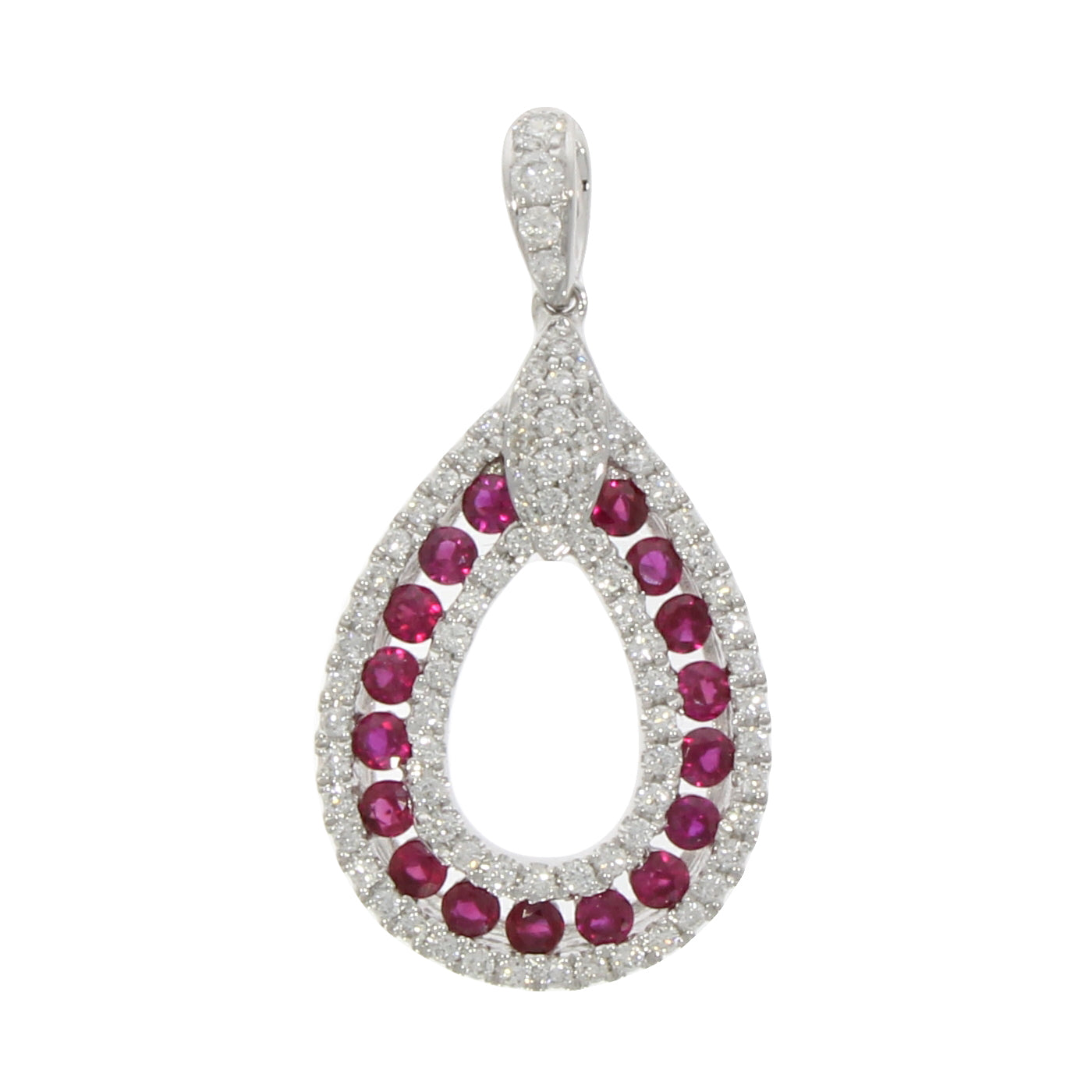 18ct Gold Ruby & Diamond Pear Shaped Pendant