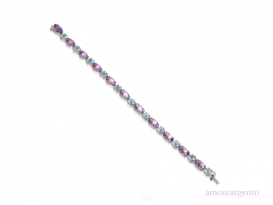 Silver Amethyst & Blue Topaz Bracelet