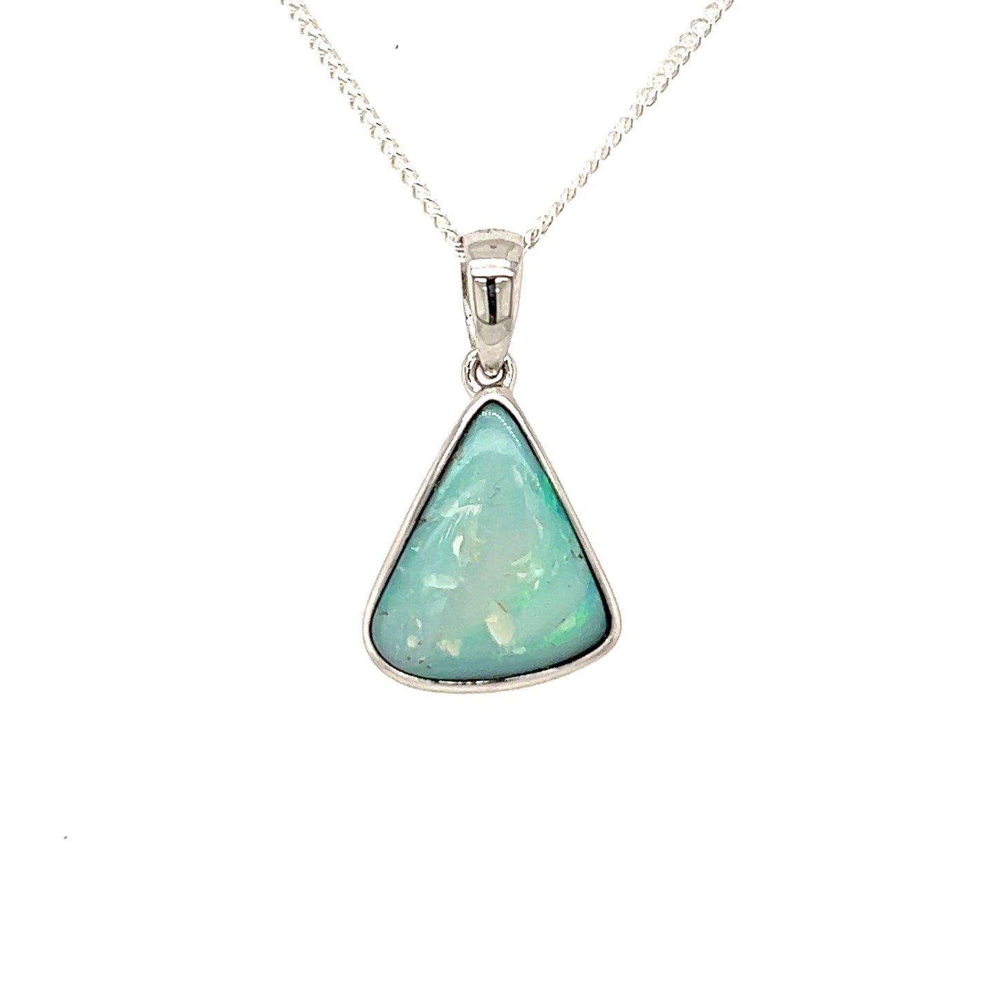 Silver Freeform Solid Opal Pendant