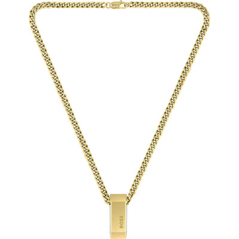 BOSS Gold Tone Gents Pedant & Chain 1580319