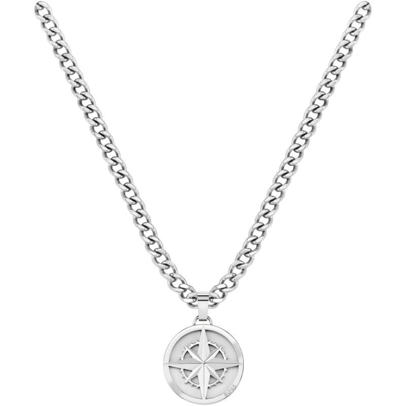 BOSS Gents North Stainless Steel Compass Necklace 1580544