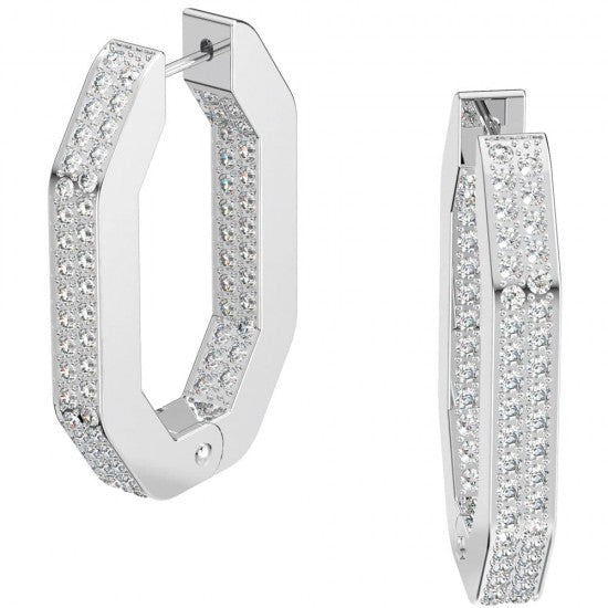 Swarovski Rhodium Plated Octagonal Hoop Earrings 5618308