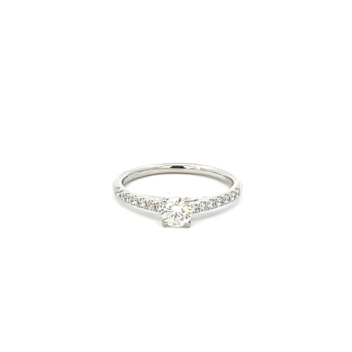 Platinum Solitaire Four Claw Diamond Ring With Diamond Shoulders 0.54ct