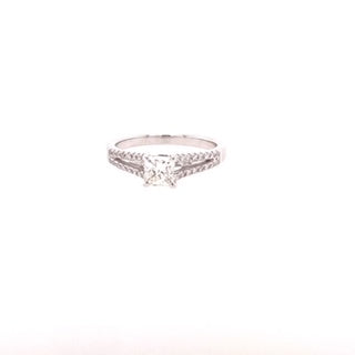 18ct White Gold Princess Cut Solitaire Diamond Ring - Split Shank