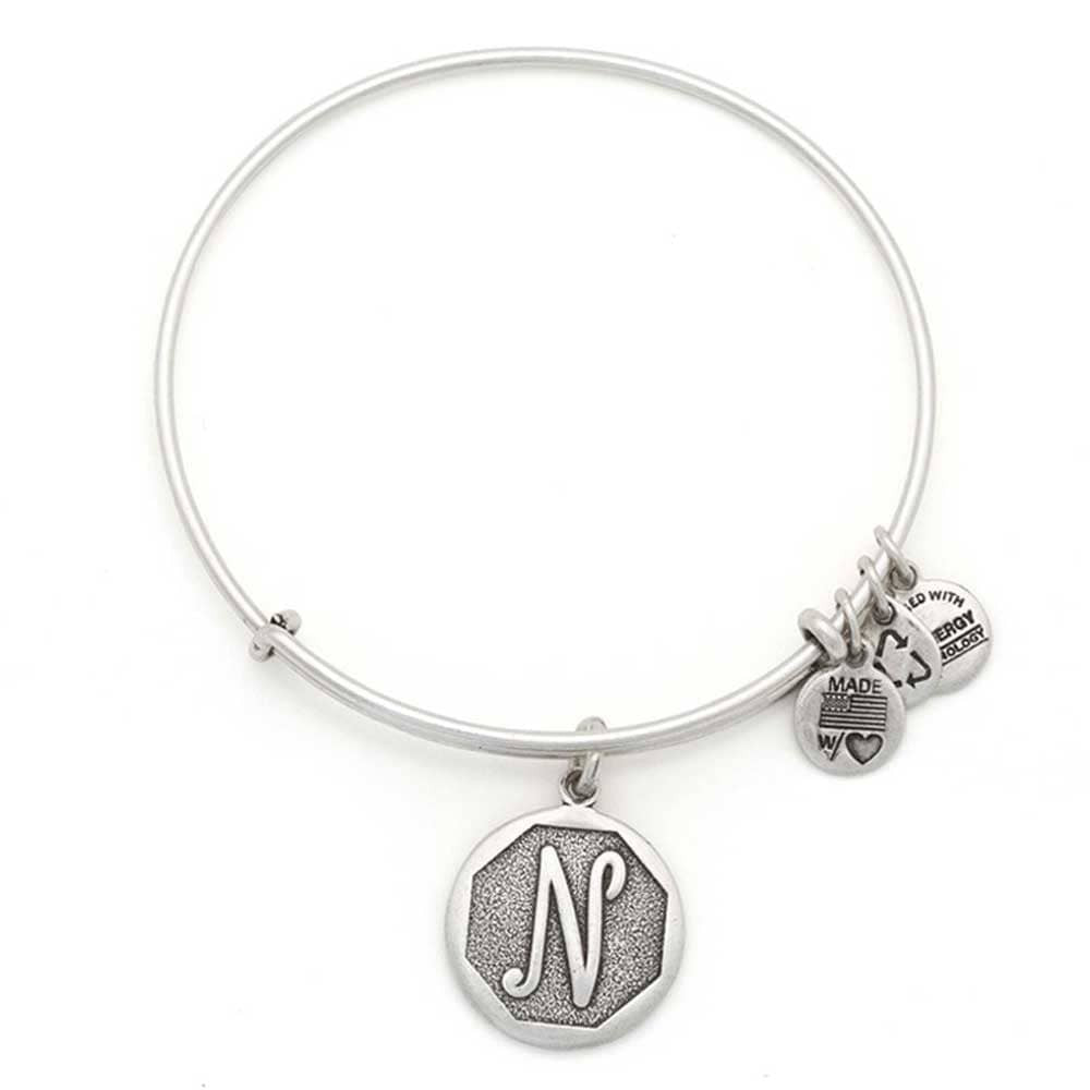 ALEX AND ANI Initial 'N' Charm Bangle A13EB14NS