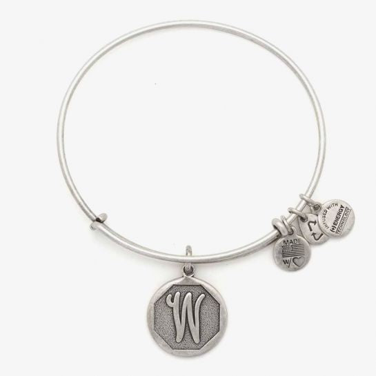 Alex & Ani Initial W Silver tone Bangle A13EB14WS