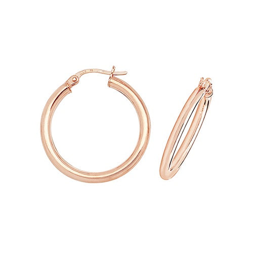 9ct Rose Gold 20mm Hollow Hoop Earrings