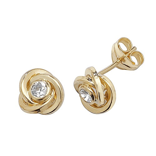 9ct Yellow Gold CZ Orbital Stud Earrings