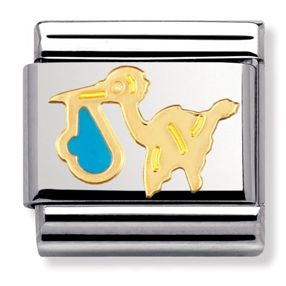 NOMINATION Gold Blue Stork Charm 030208-20