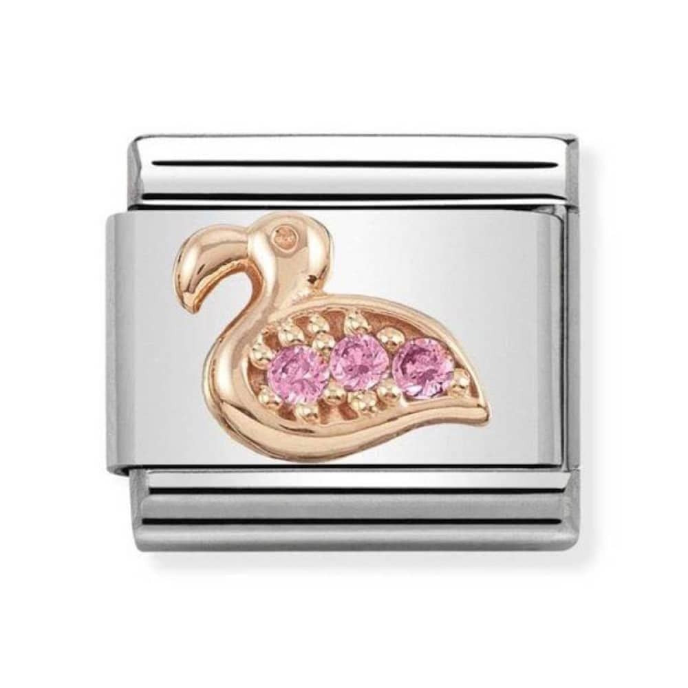 NOMINATION Rose Gold CZ Flamingo Charm 430305-29