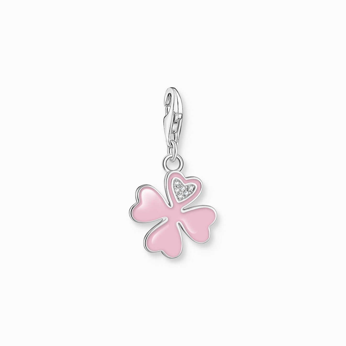 Thomas Sabo Charm pendant pink cloverleaf with white stones silver 2022-041-9