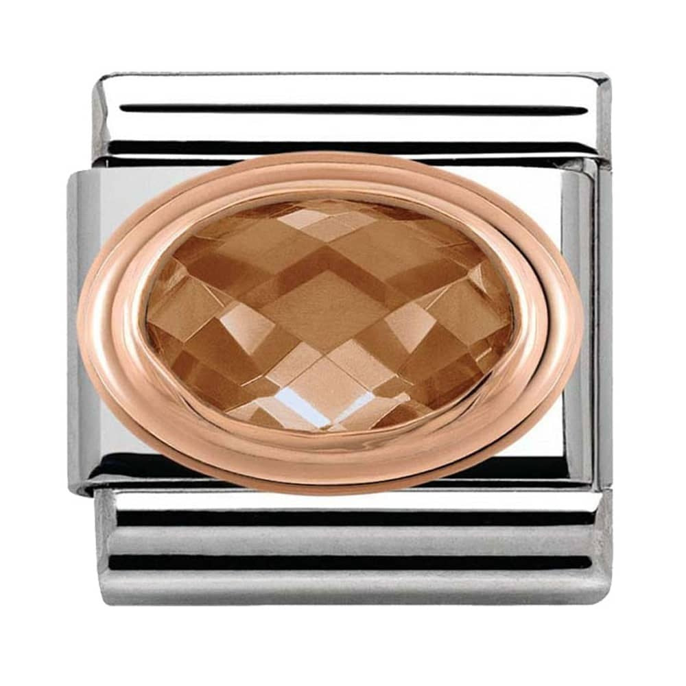 NOMINATION Rose Gold Champagne Faceted CZ Charm 430601-024