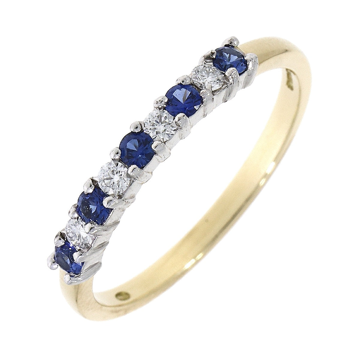 18ct Yellow Gold Sapphire & Diamond 1/2 eternity Ring