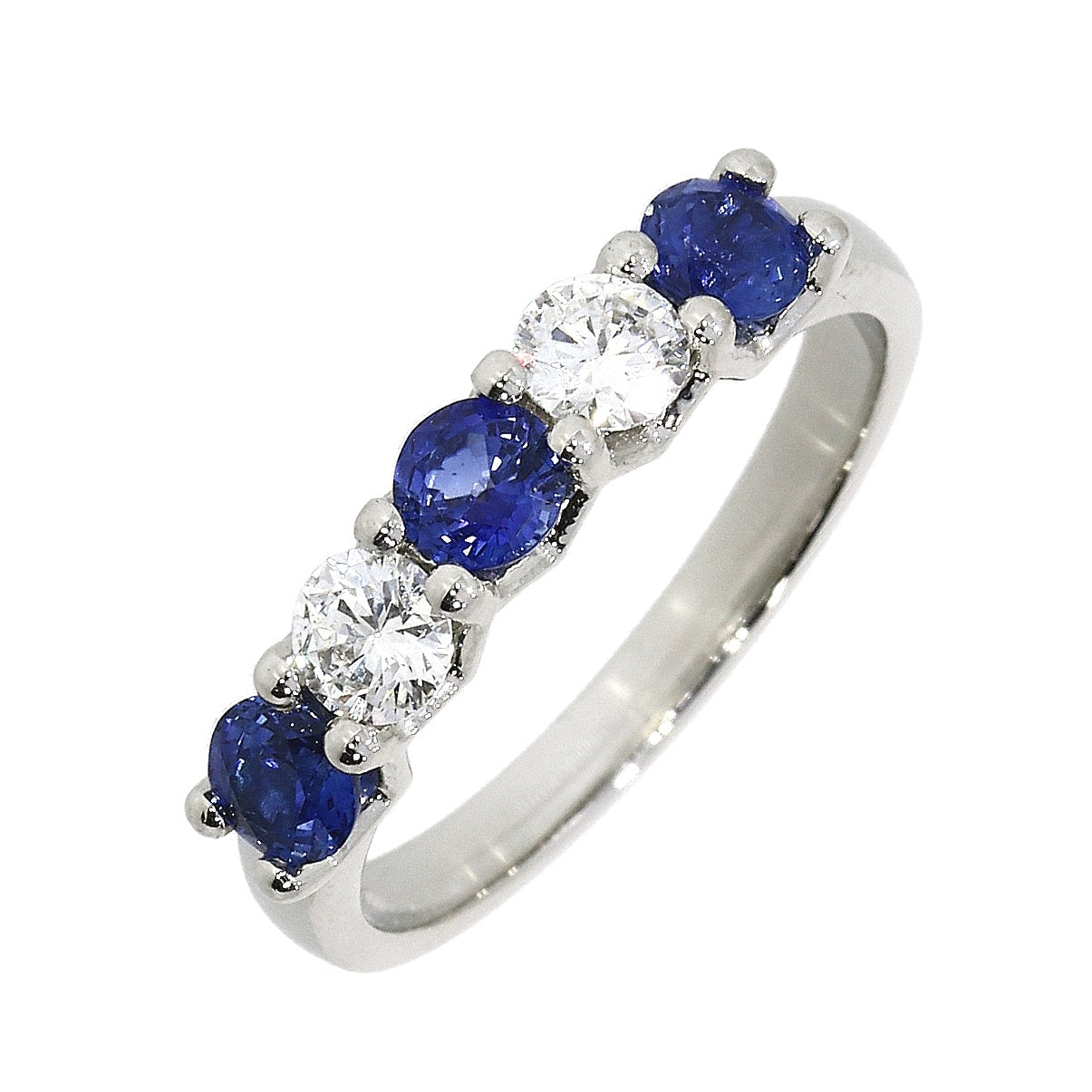 Platinum Sapphire & Diamond Claw Set Five Stone