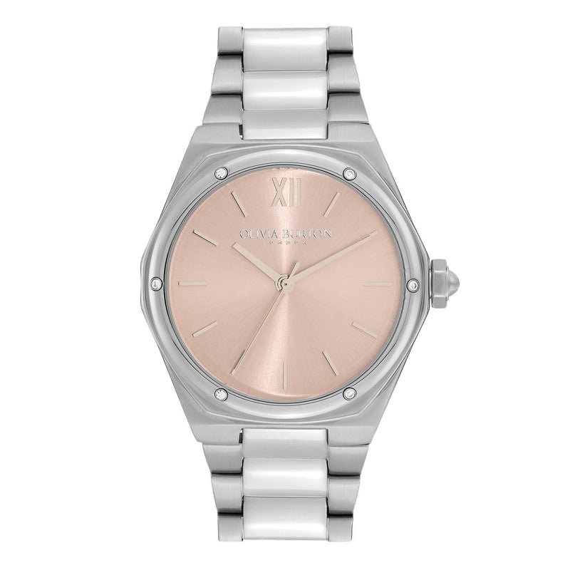 Olivia Burton 33mm Hexa Blush & Silver Bracelet Watch 24000071