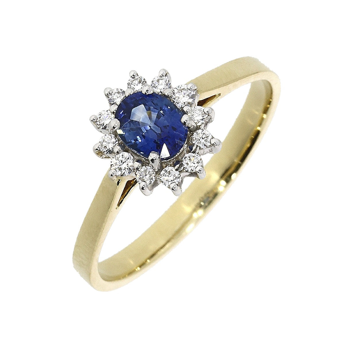 18ct Gold Sapphire & Diamond Oval Cluster Ring