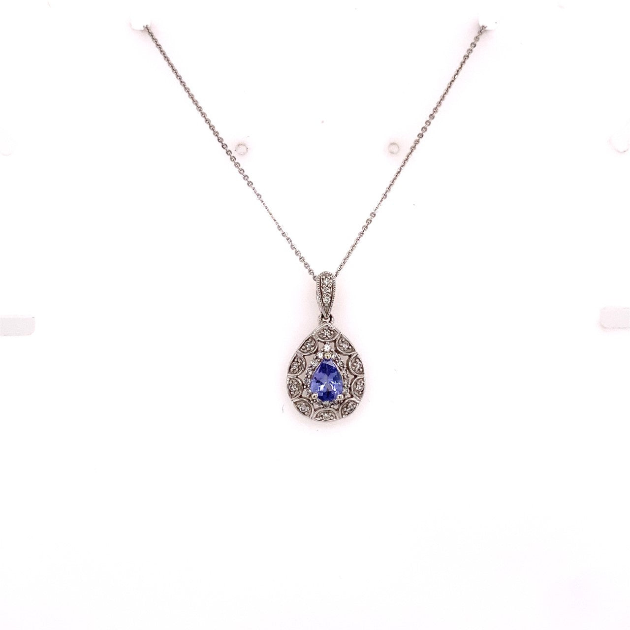 18ct White Gold Tanzanite & Diamond Necklace OR986