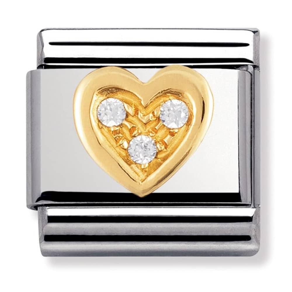 NOMINATION Gold White Heart Charm 030311-11