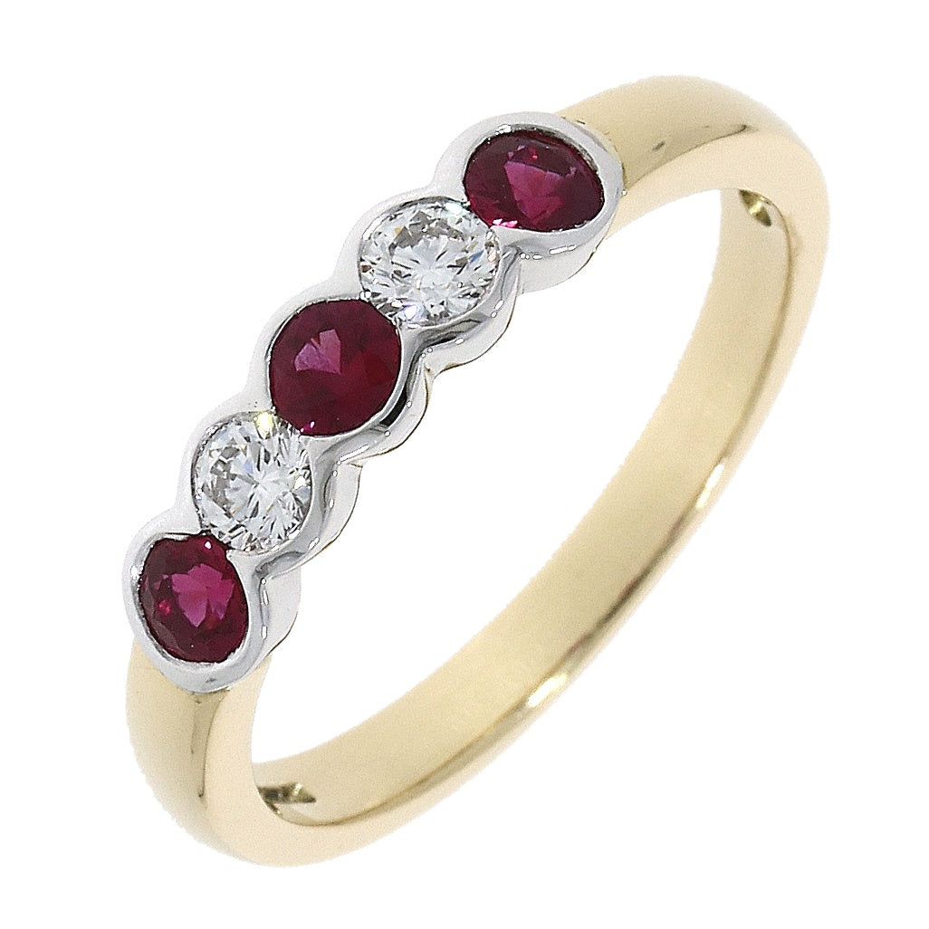 18ct Gold Ruby & Diamond Rubover Eternity Ring