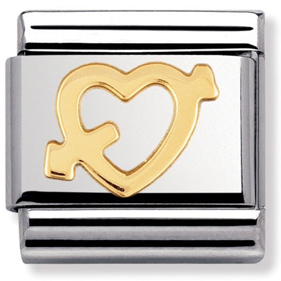 NOMINATION Gold Heart Arrow Charm 030116-09