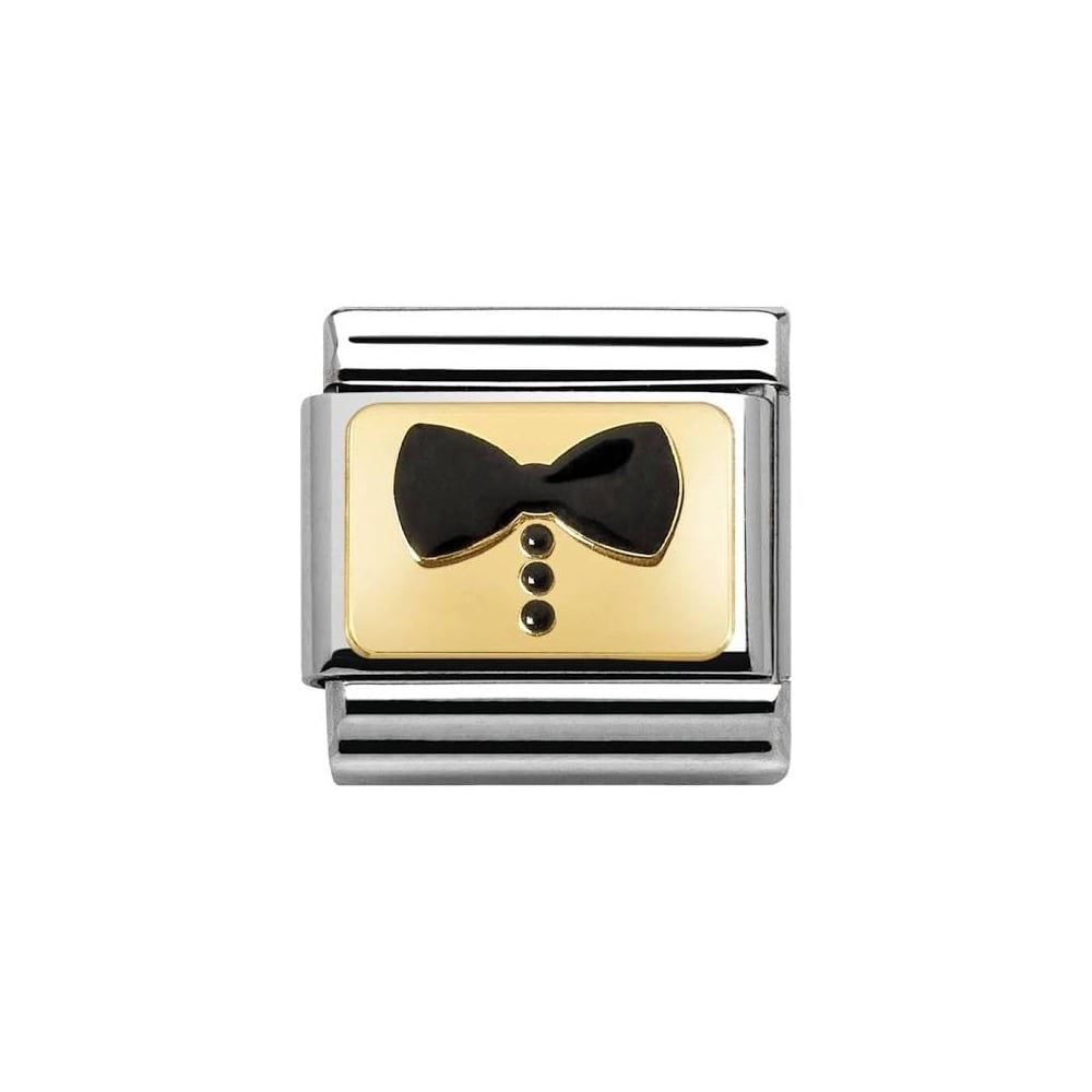 NOMINATION CLASSIC Gold Elegance Black Bow Tie Charm 030280/34