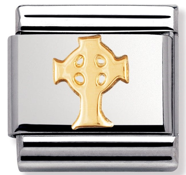 NOMINATION Gold Celtic Cross Charm 030119-01