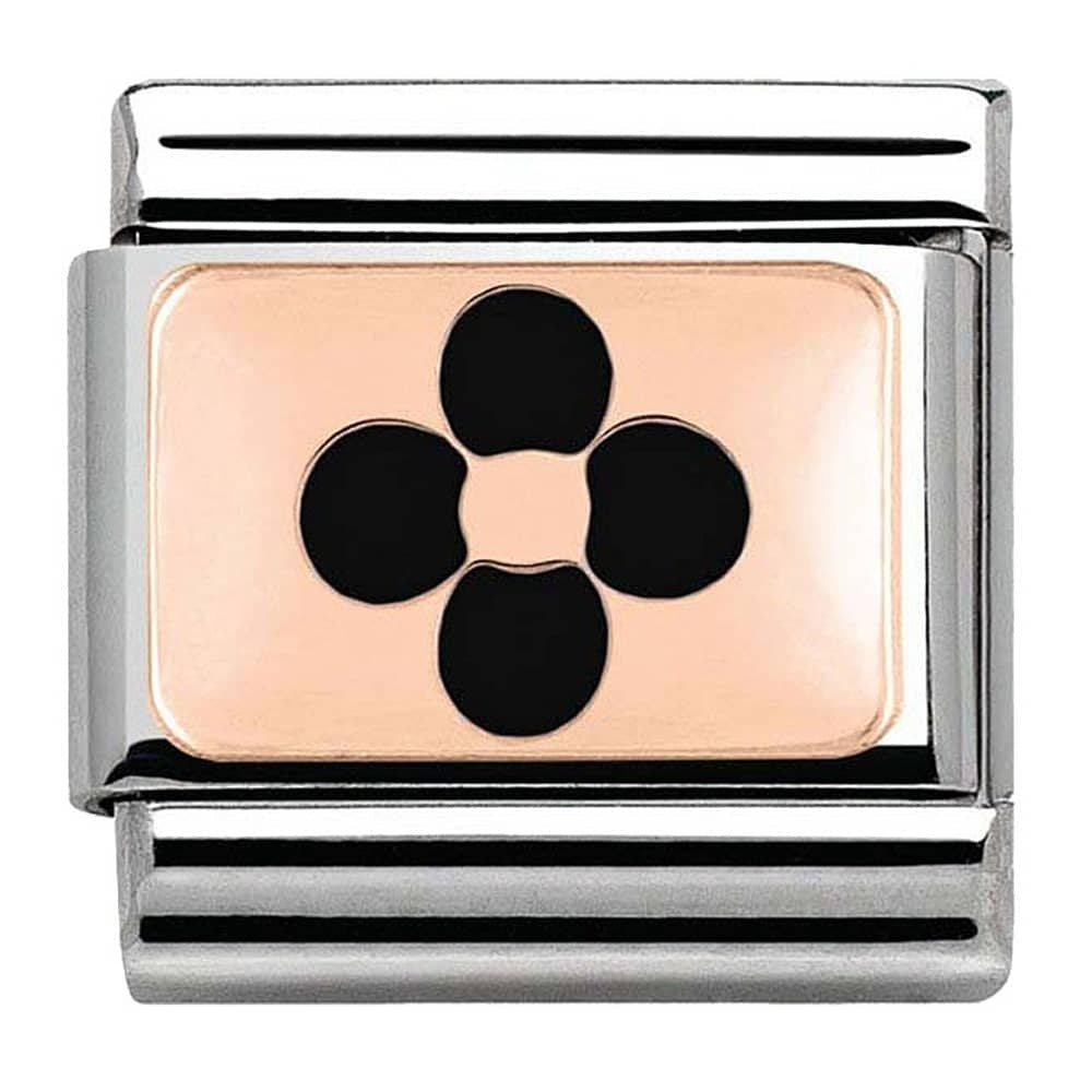 NOMINATION Rose Gold Enamel Black Flower Charm 430201-12
