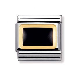 NOMINATION Gold Black Rectangle Charm 030206-14