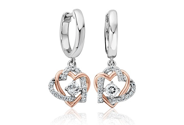 CLOGAU Always in my Heart White Topaz Drop Earrings 3SAMH0094