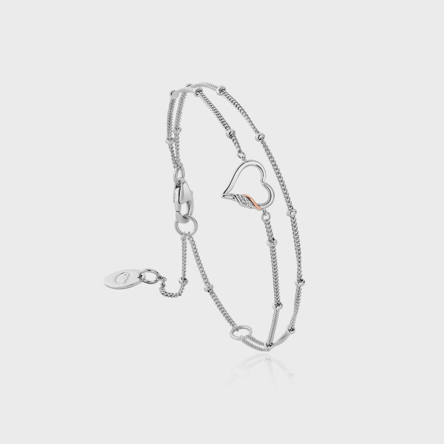 Clogau Silver Heard Double Chain Bracelet past present future 3SPPF0645