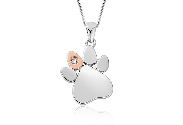 Clogau Paw Print White Topaz Pendant 3SPWP0225