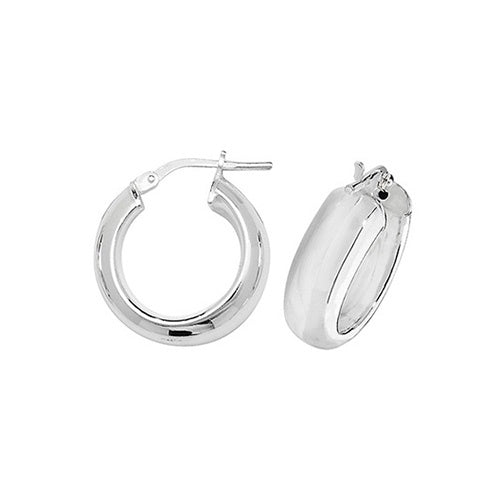Silver 12mm Plain Rounded Hoop Earrings