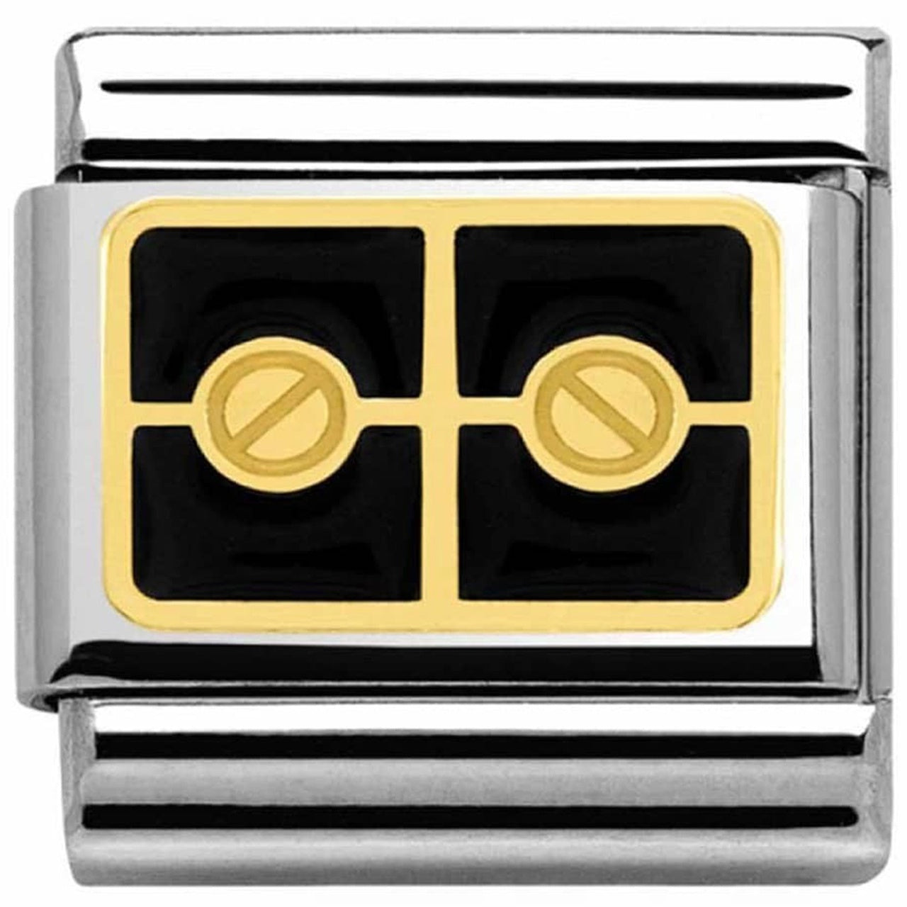 NOMINATION CLASSIC Gold Black Plaque With Two Screws Charm 030280/26