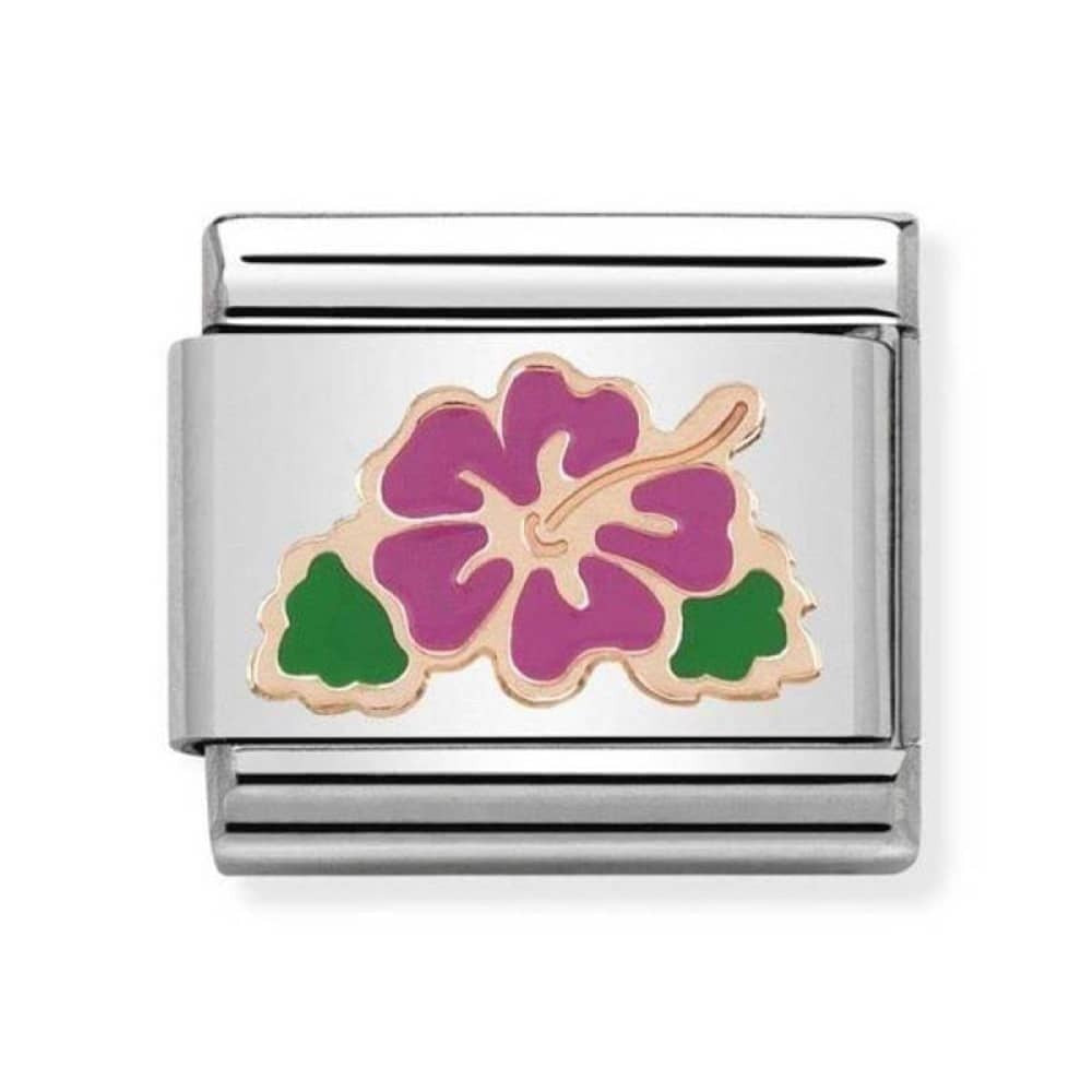 NOMINATION Enamel Gold Fuchsia Ibiscus Charm 430202-04