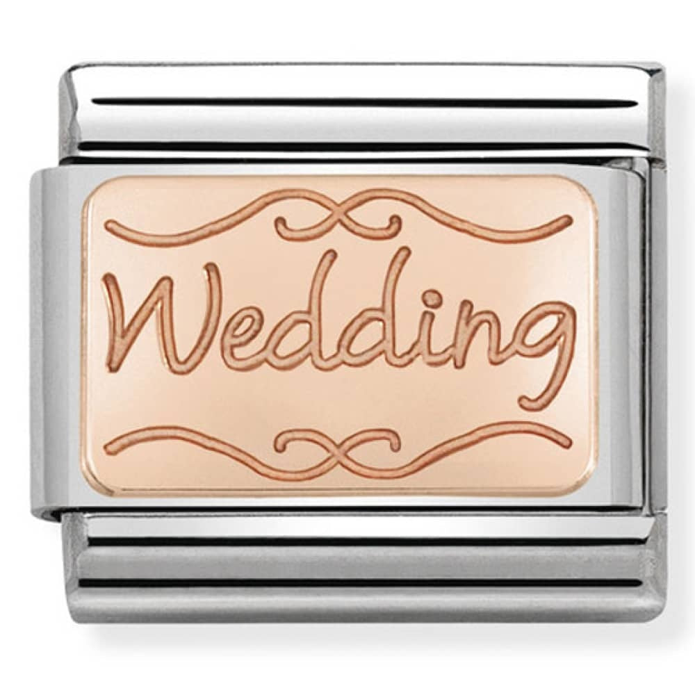 NOMINATION Rose Gold Wedding Plate Charm 430101-40